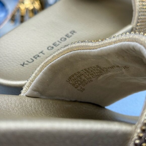 🆕 KURT GEIGER LONDON 🧿 NWOB Meena Eagle Gold Crystal Studded Slide, Sz US 7.5 - Picture 9 of 12